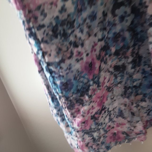 🌞 American Eagle 100% Cotton Floral Infinity Scarf Blue Pink White - Picture 6 of 9